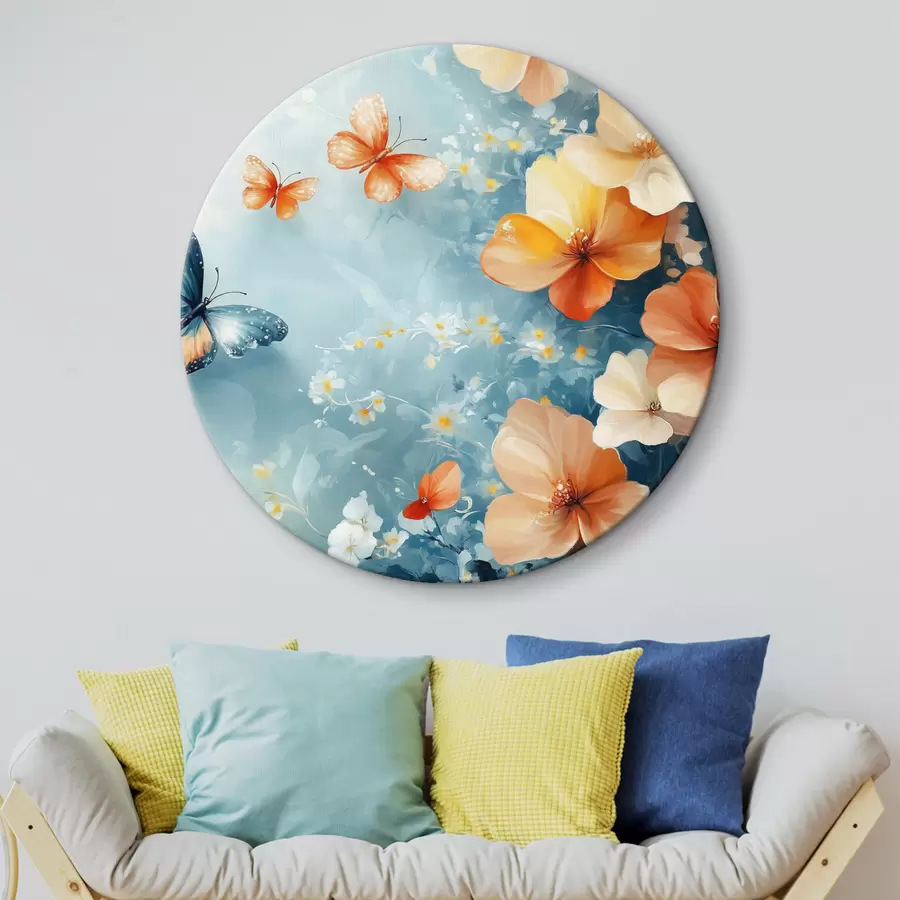 Obraz Oranžové květy a motýli Č. r42974