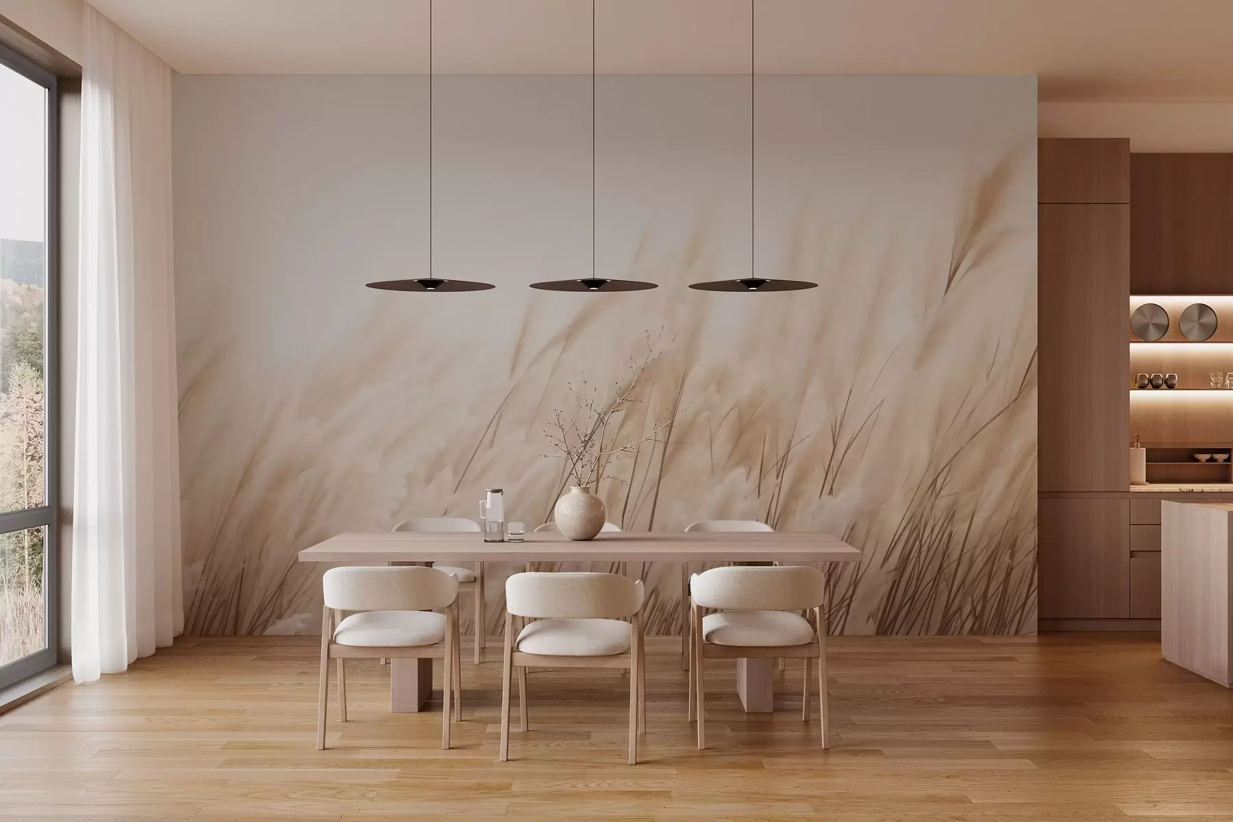 Fototapet Klásky v pastelových béžových barvách w03244