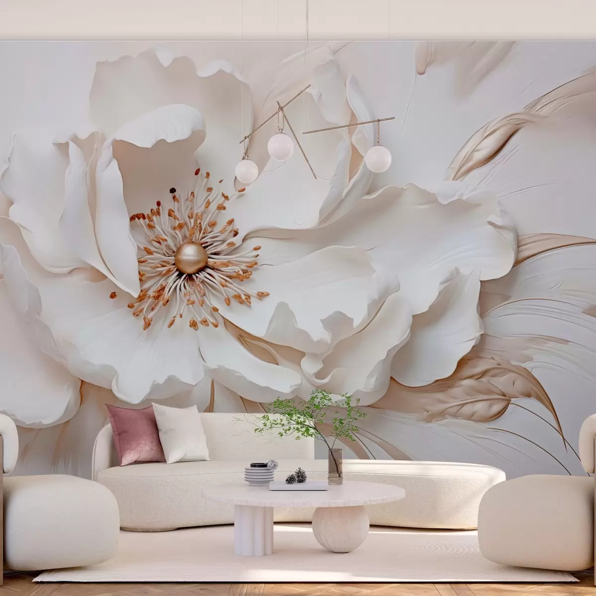 Fototapet Jemná květina v pastelových barvách ve stylu basreliéfu w03249v1