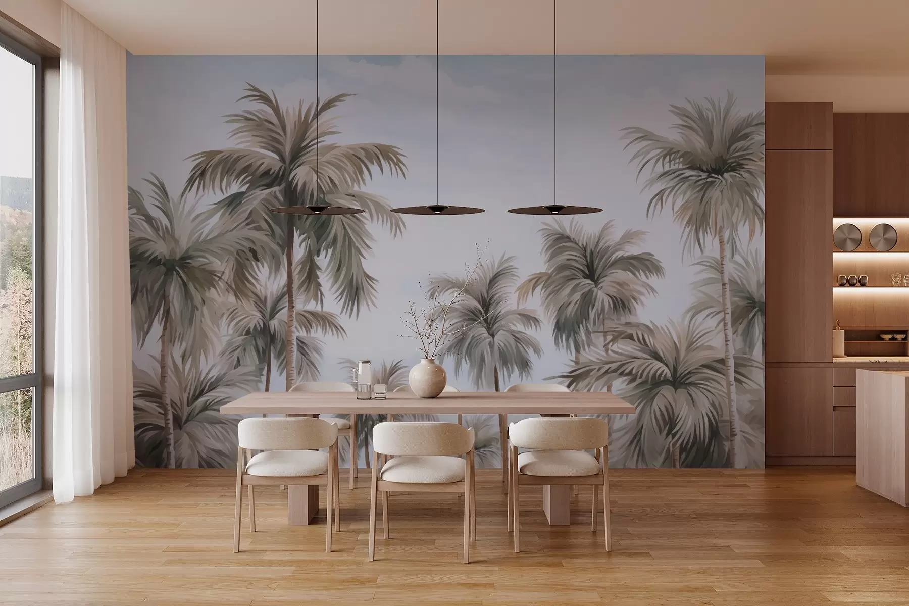 Fototapet Palmy na obloze imitace akvarelu w03184