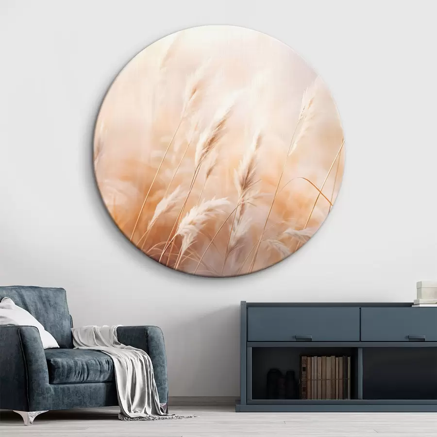 Fototapet Pampová tráva s měkkým, rozptýleným světlem, které vytváří teplé, pozadí je směsí pastelových barev r43157