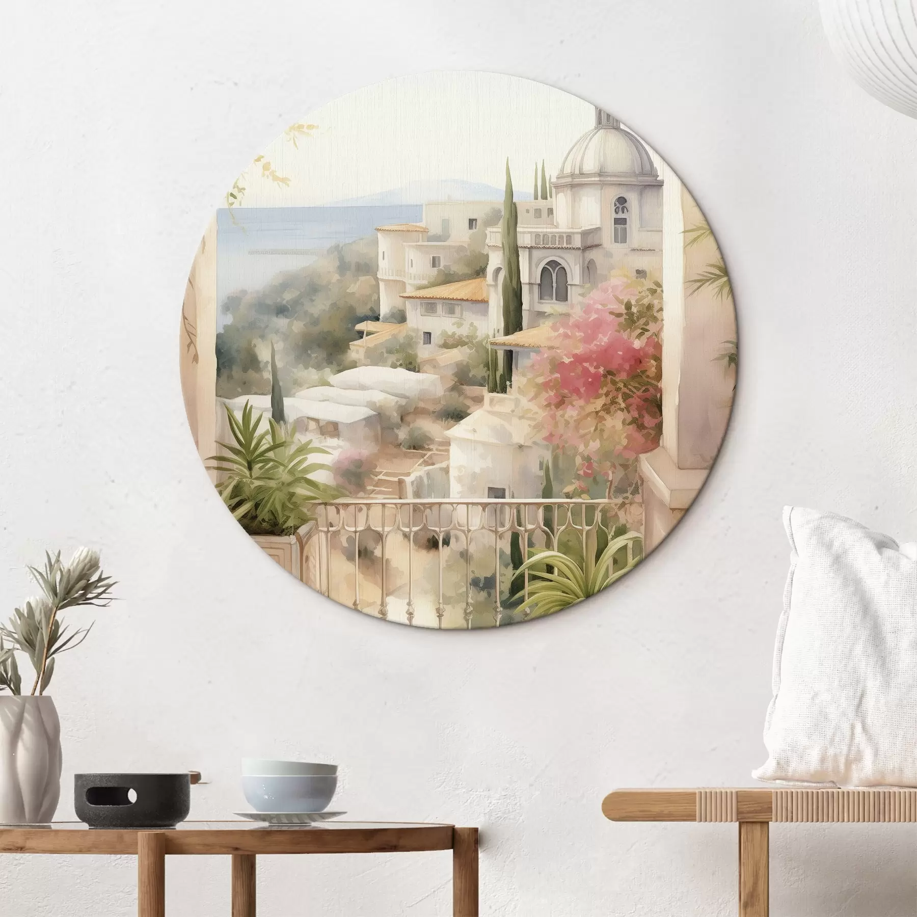 Obraz Španělsko letní krajina, středomořská architektura, akvarel Č. r43181