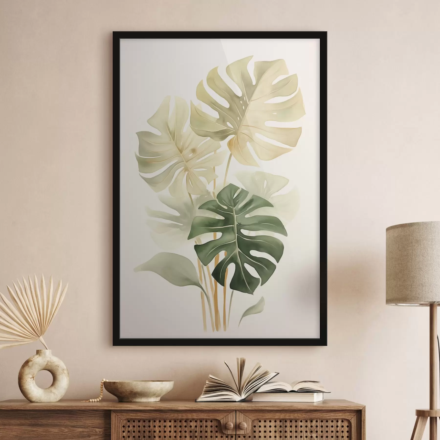 Fototapet Listy Monstera, imitace akvarelu f43209
