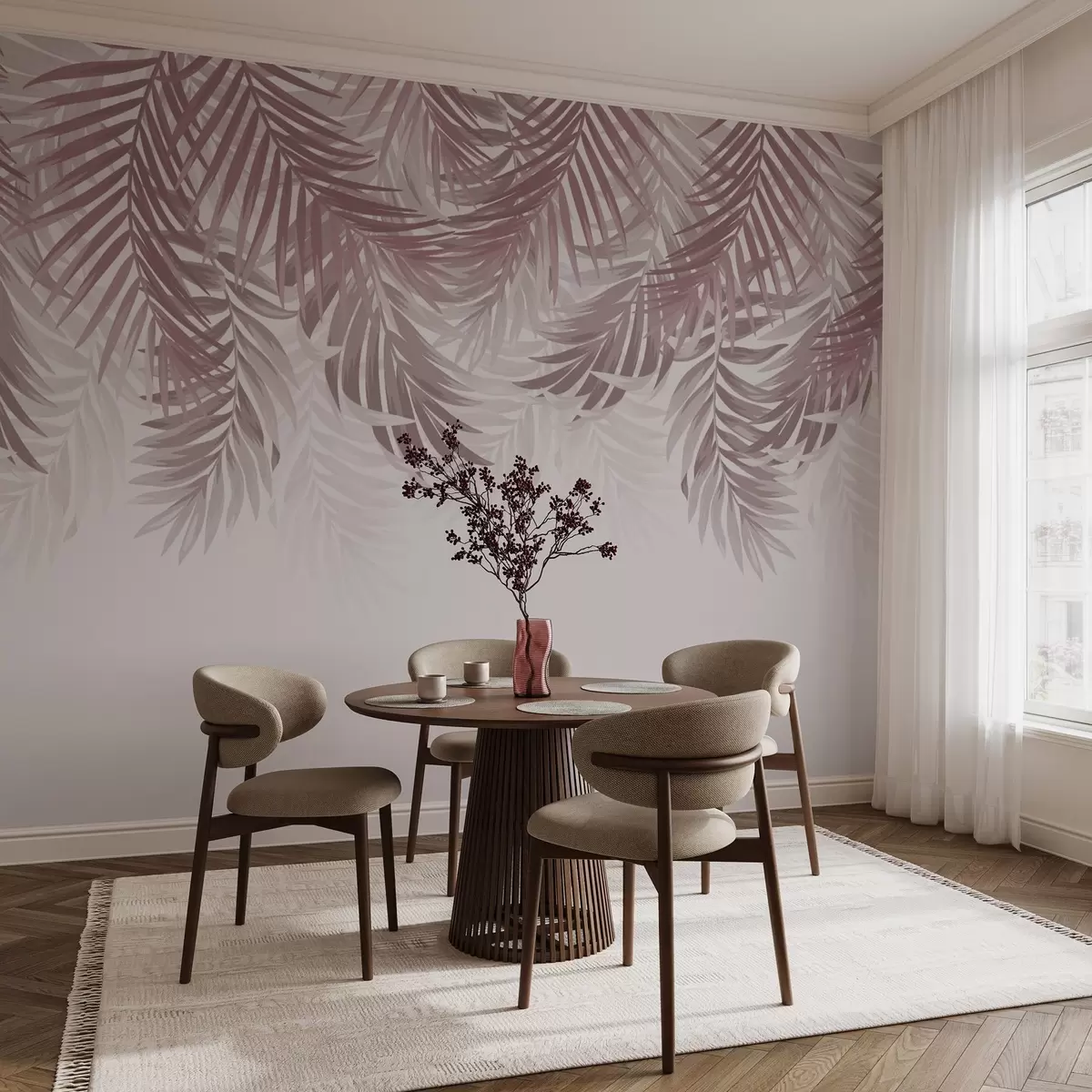 Fototapet Vínové palmové listy shora w03294