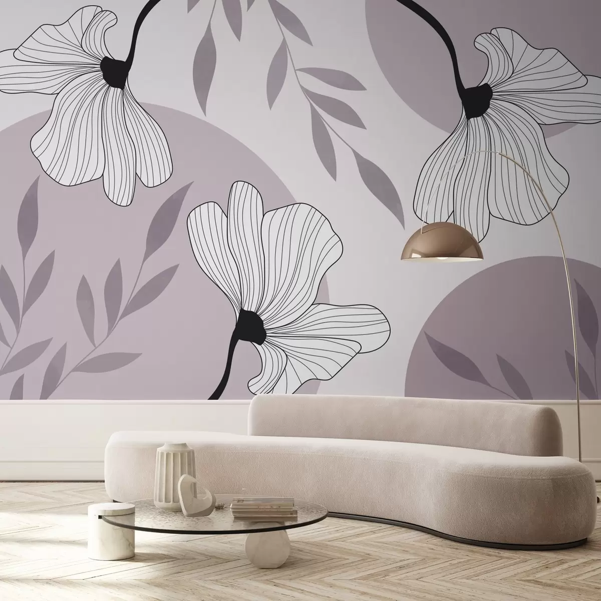 Fototapet Abstrakce s květy a listy v růžových tónech w03328v2