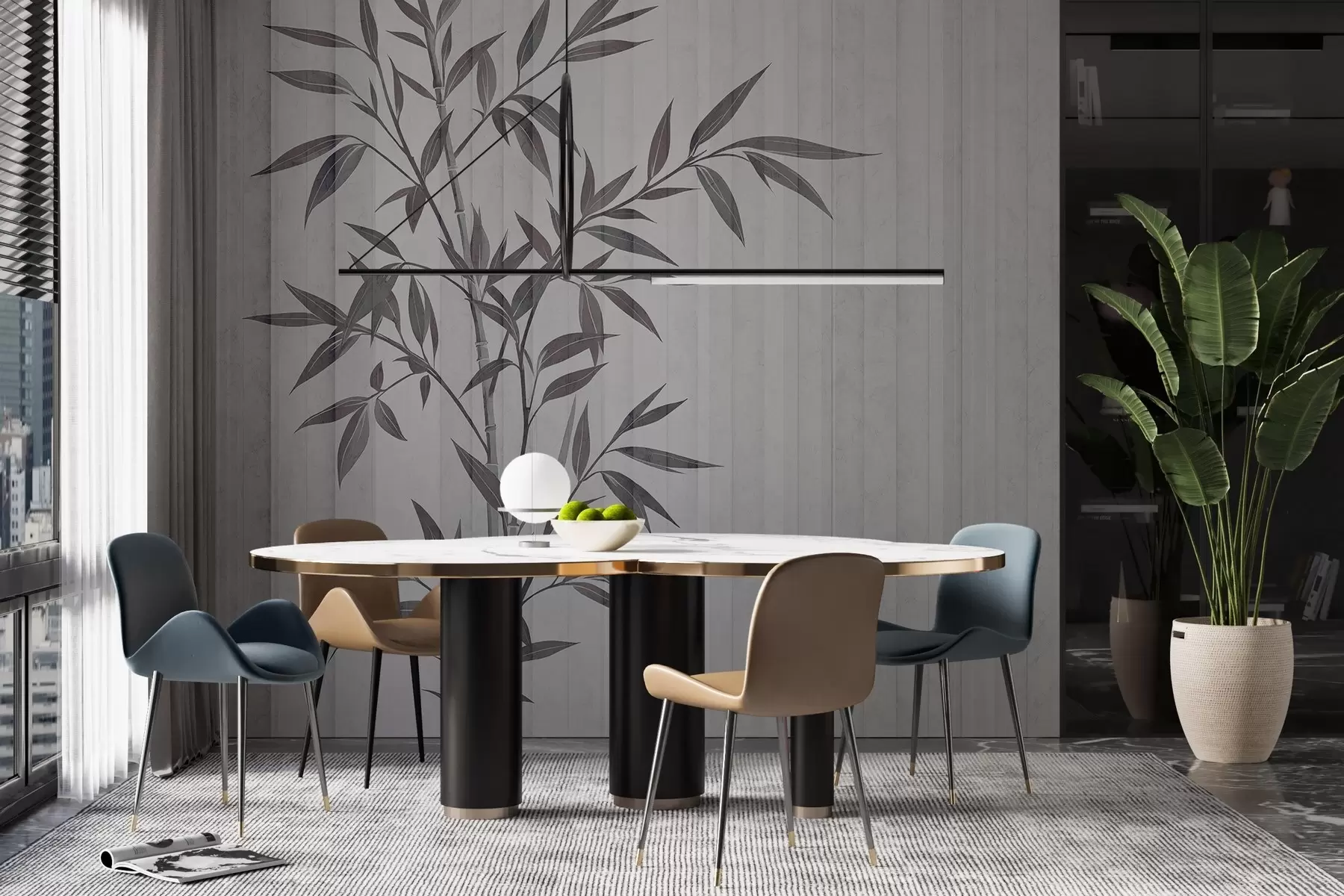 Fototapet Malovaný bambus na grunge pozadí w03337v1