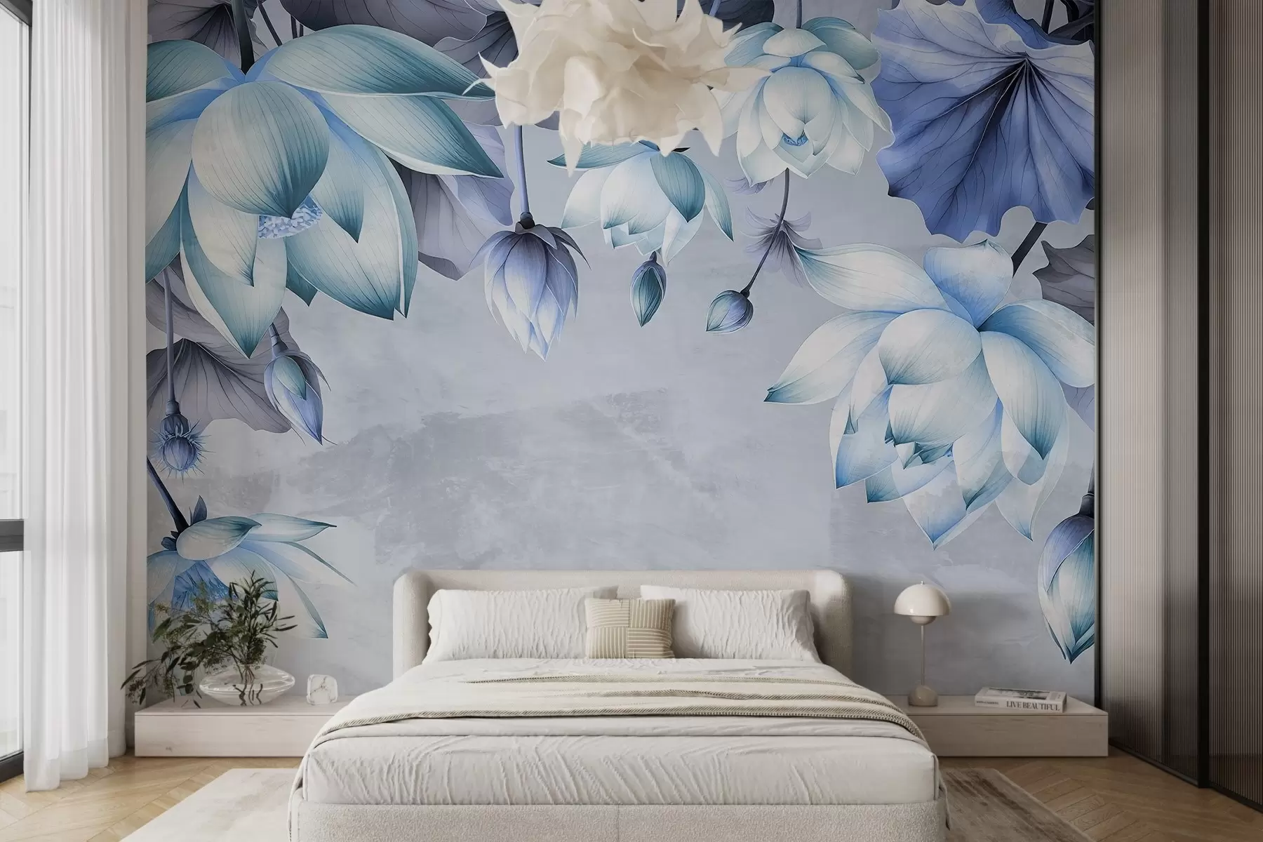 Fototapet Svěží kytice lotosů visící shora w03340v1