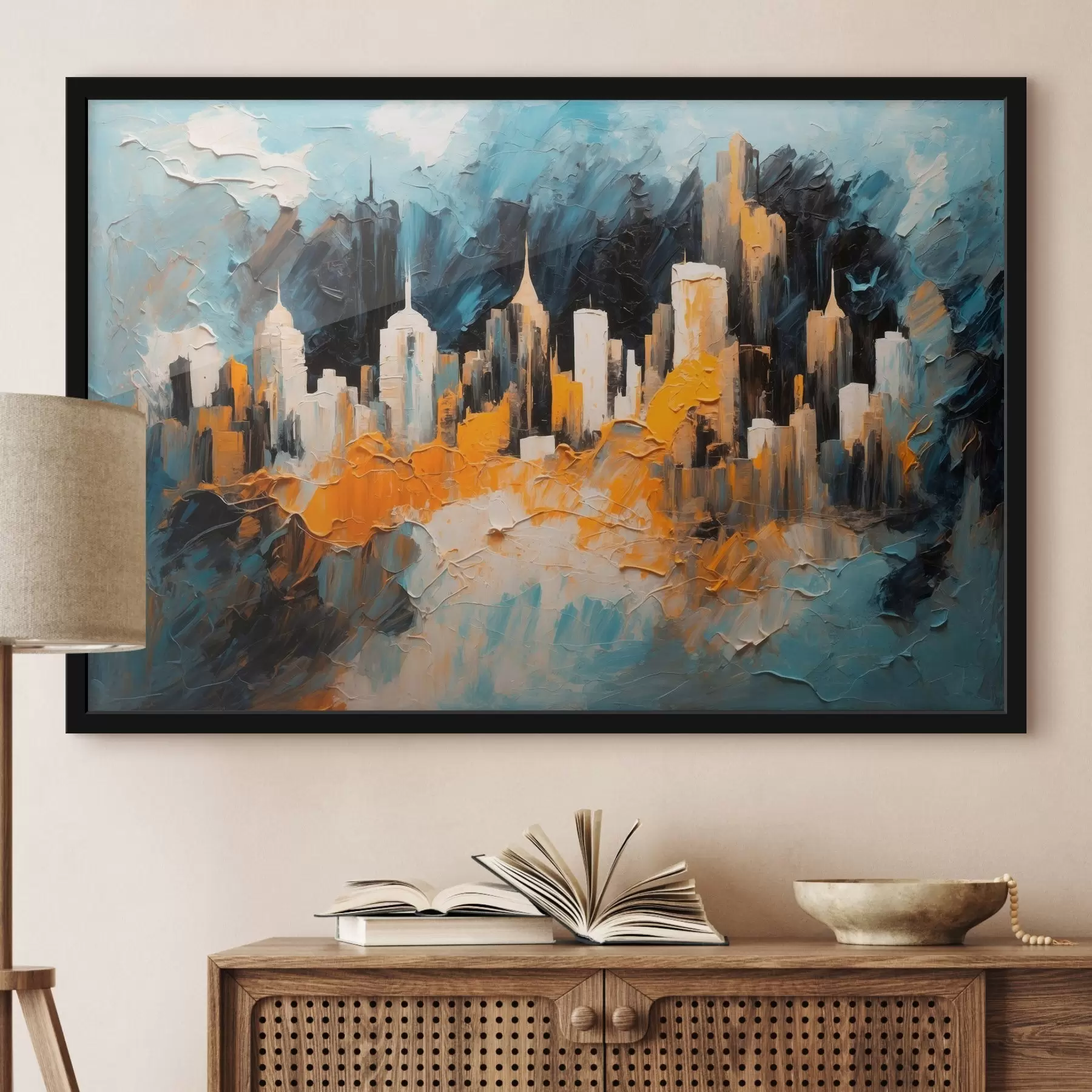 Fototapet Abstraktní město ve stylu olejomalby f43109