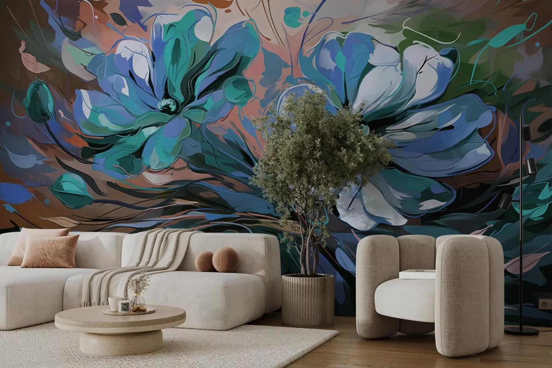 Fototapet Velké abstraktní květiny růžové a fialové w08863v2