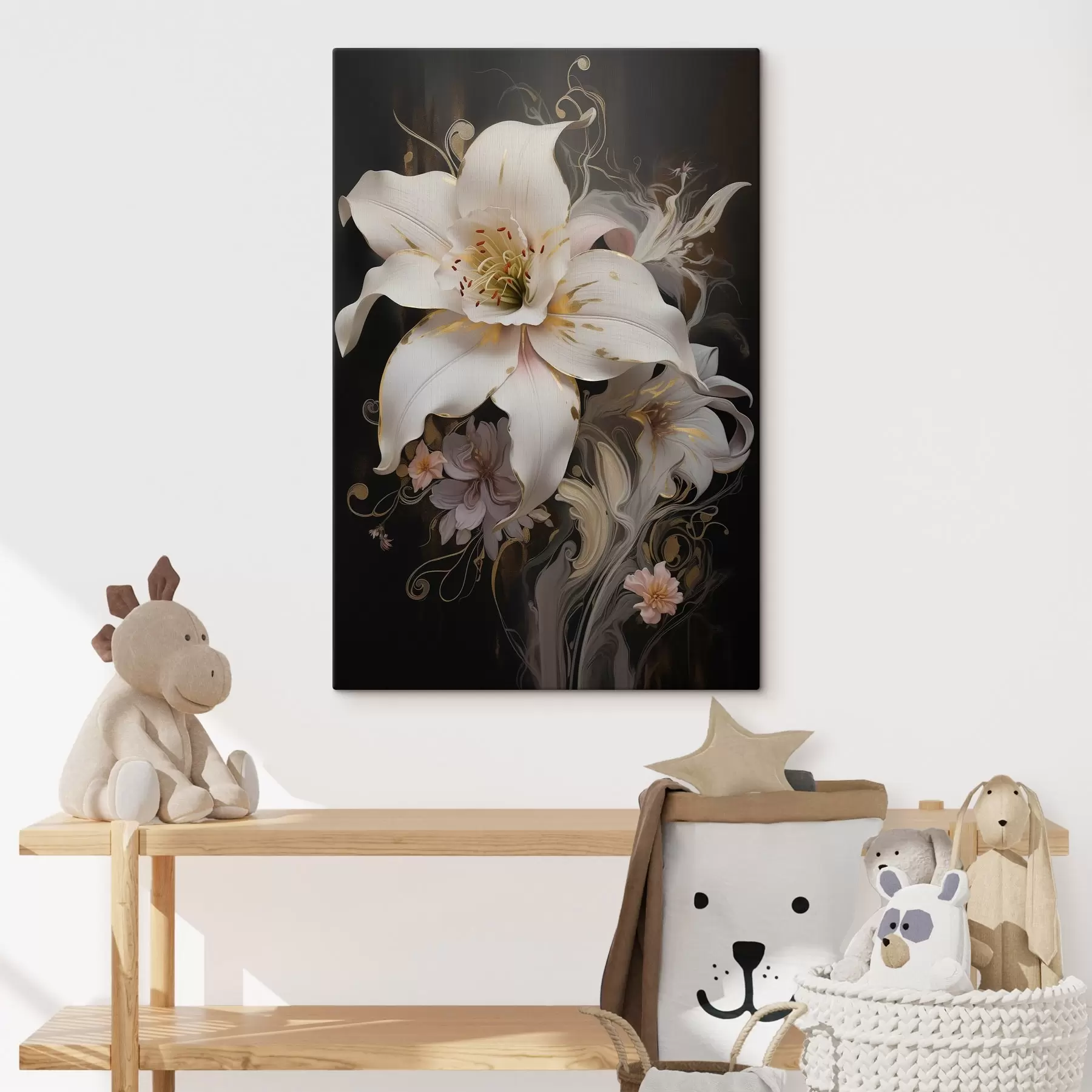 Obraz Abstraktní květ lilie zblízka na tmavém pozadí Č. s43254