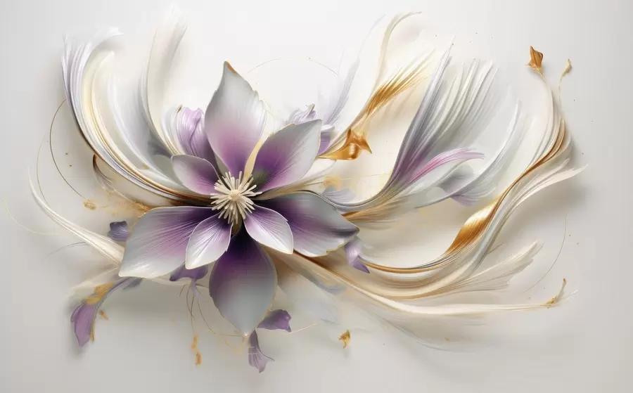 Fototapet Velká lila jemná květina s abstraktními liniemi w08903v1