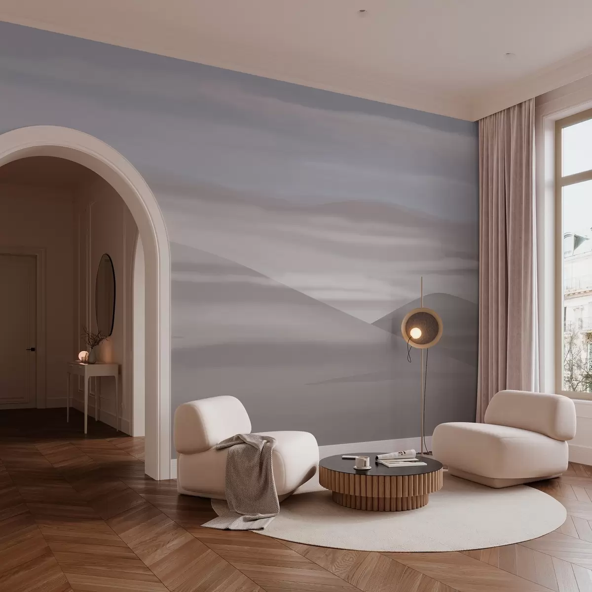 Fototapet Kopce a mraky, klidná krajina w03288