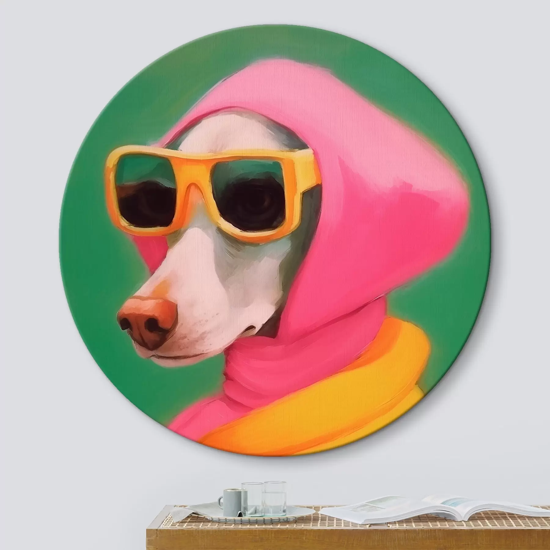 Obraz Stylový pes ve světlém oblečení Č. r43265