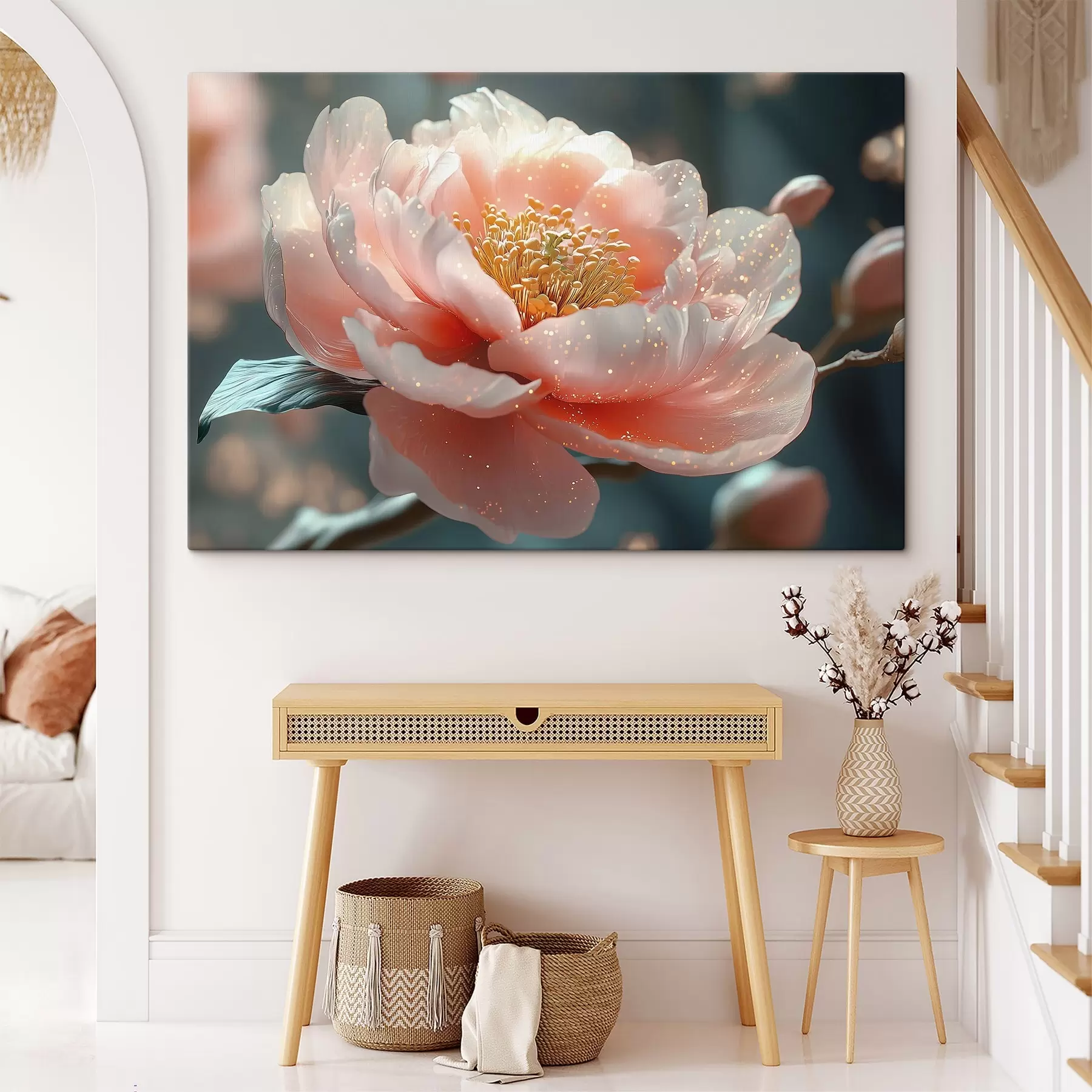 Obraz Křehká květina na větvi se slunečními paprsky Č. s43326