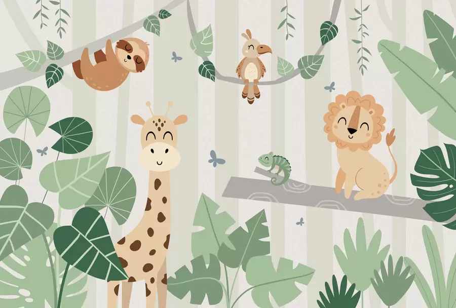 Fototapet Krajina s tropickými zvířaty w03376v1