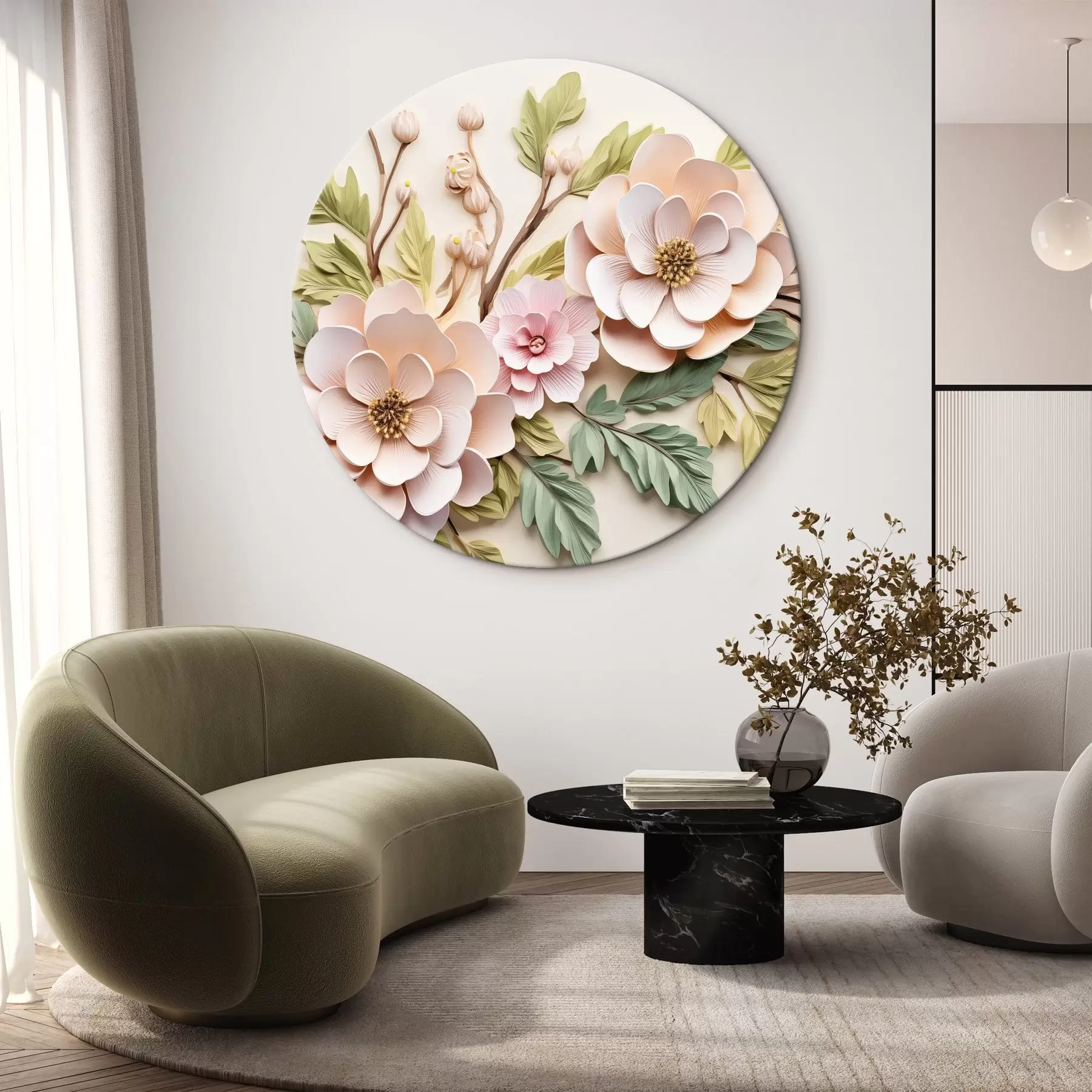 Fototapet Velké větve květin, imitace tvarování r43333