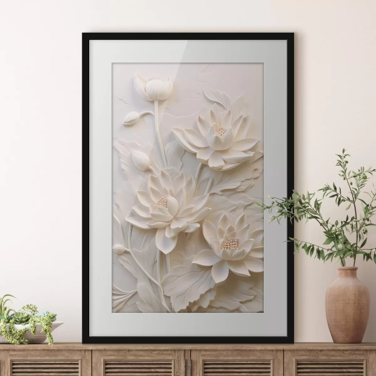 Poster Bílá lišta, imitace, květiny f43334
