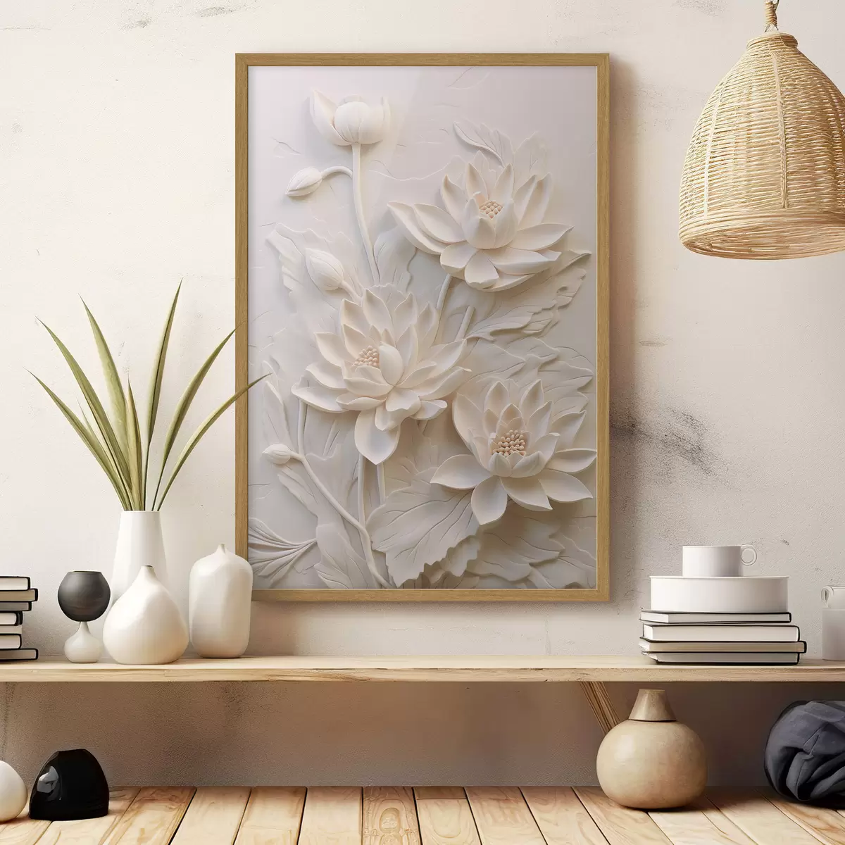 Poster Bílá lišta, imitace, květiny f43334