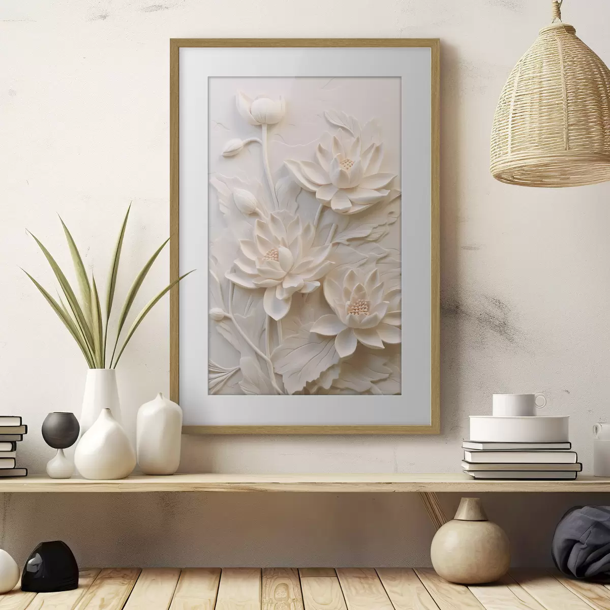 Poster Bílá lišta, imitace, květiny f43334
