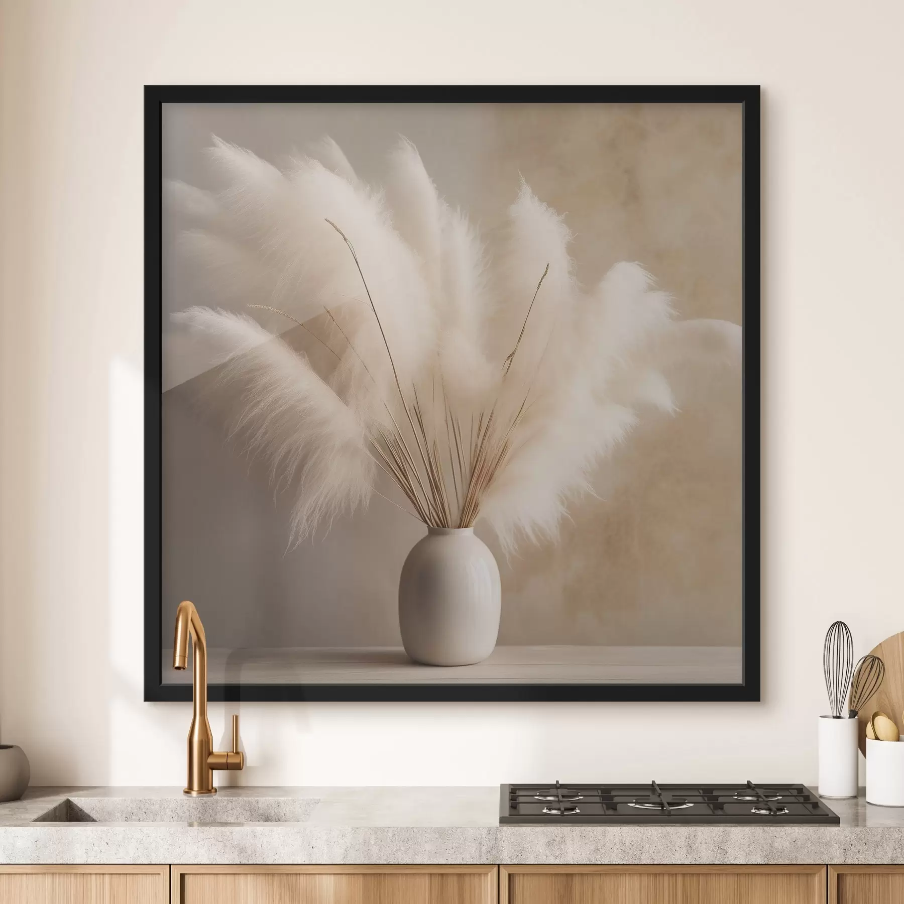 Fototapet Chlupaté větvičky rákosu ve váze na stole f43338