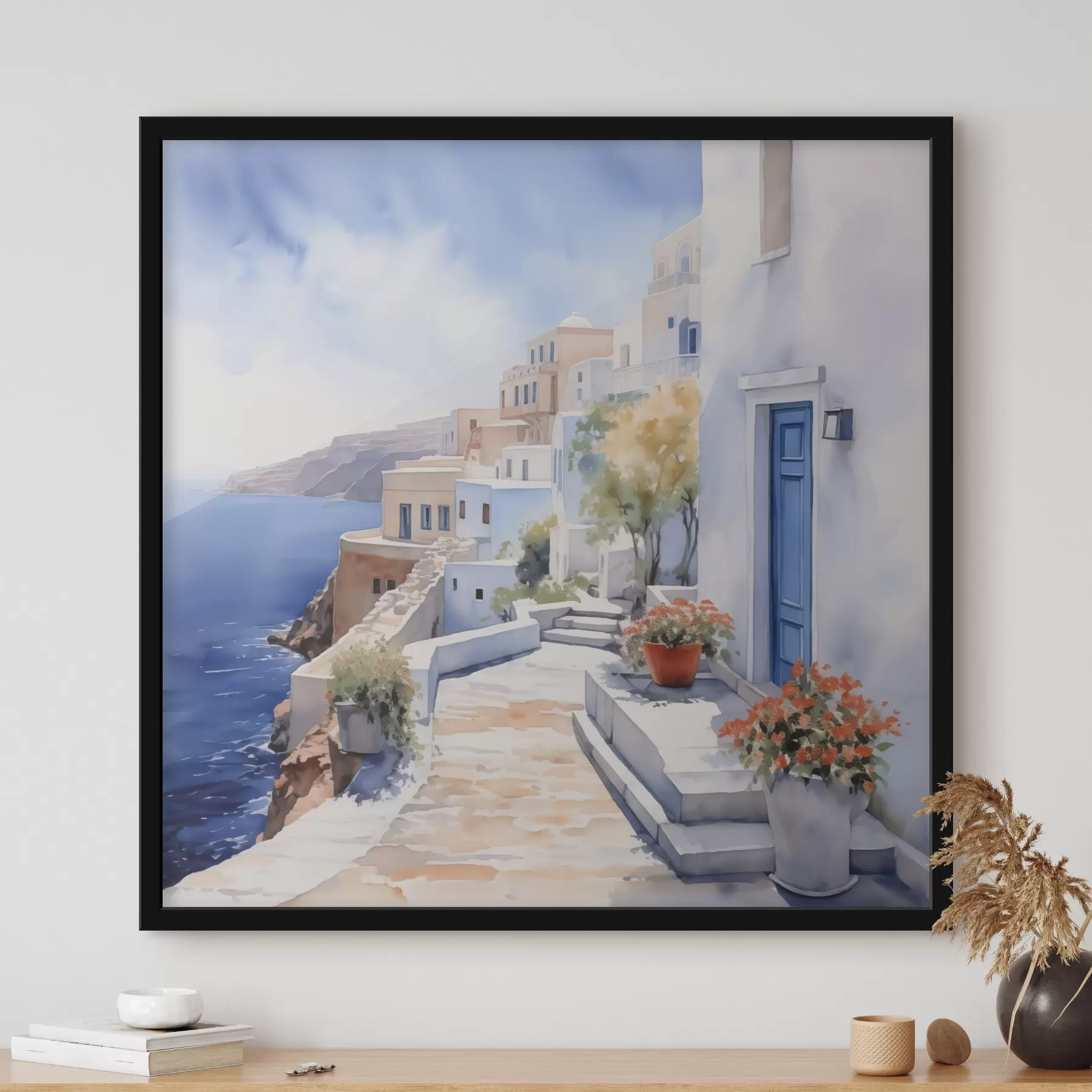 Fototapet Domy u moře imitace akvarelu f43346