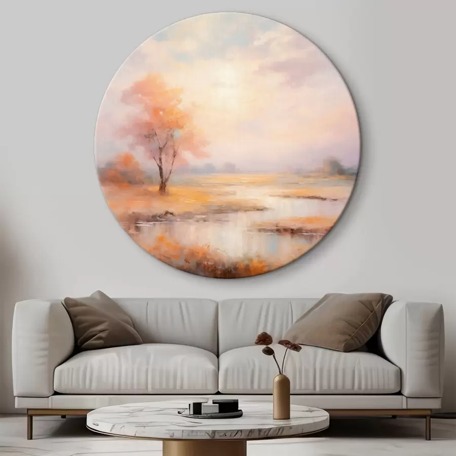 Obraz Krajina v teplých odstínech s řekou a stromem Č. r43375