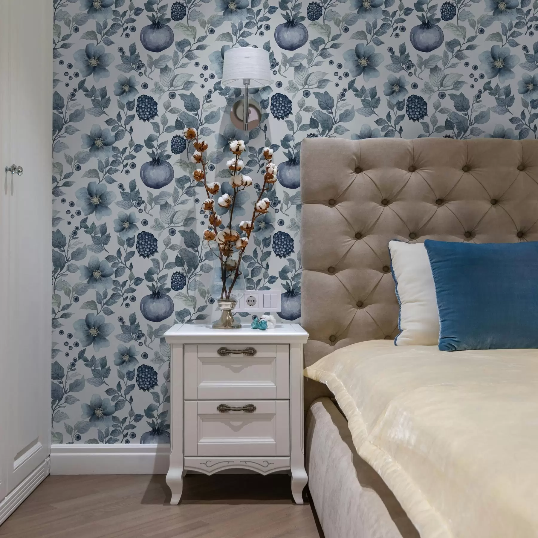 Fototapet Modré květy a granátová jablka a00002v1