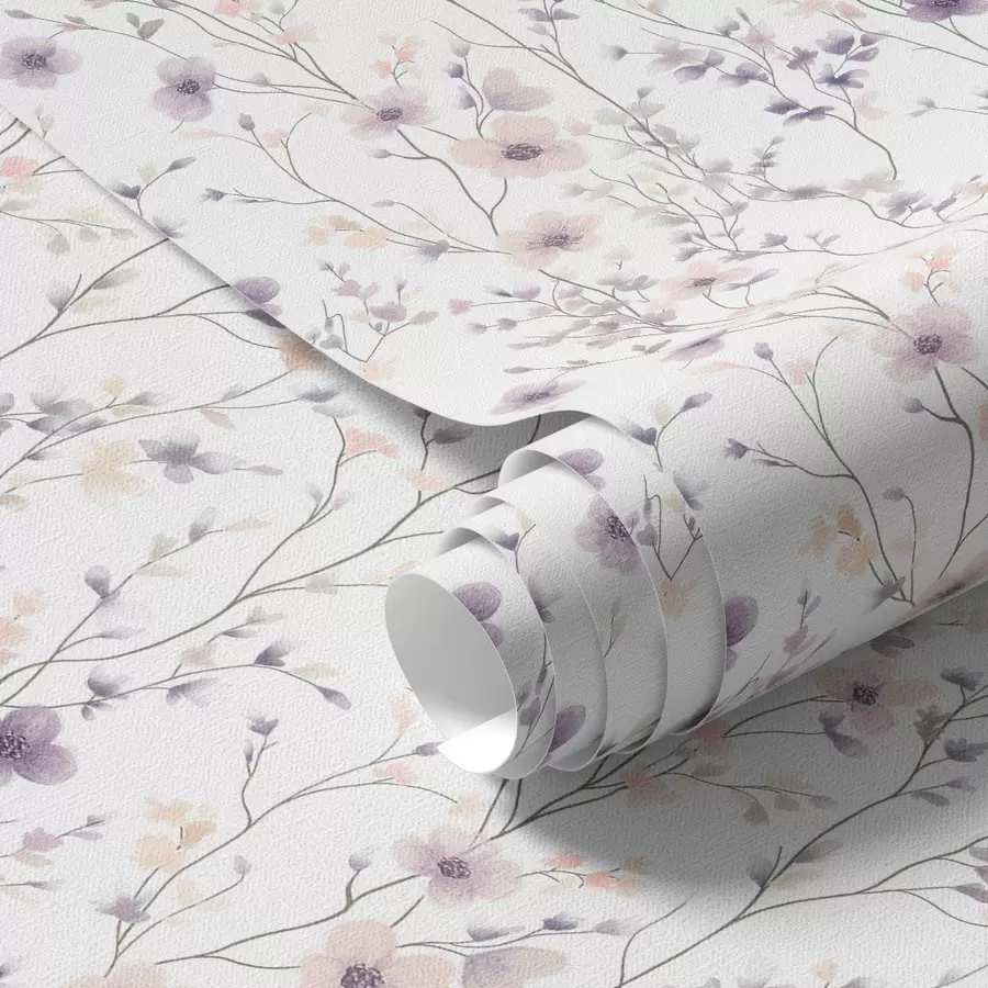 Fototapet Drobné divoké květiny s tenkými stonky na světlém pozadí a00003