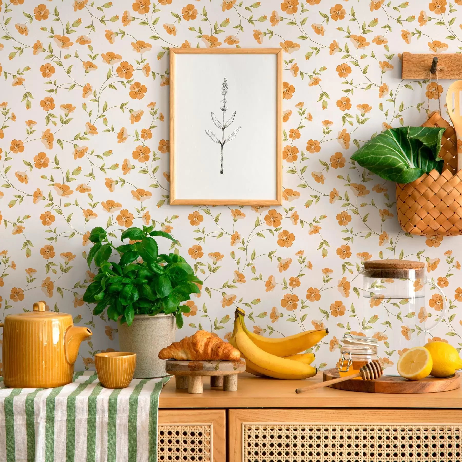 Fototapet Oranžové květy na bílém pozadí a00015