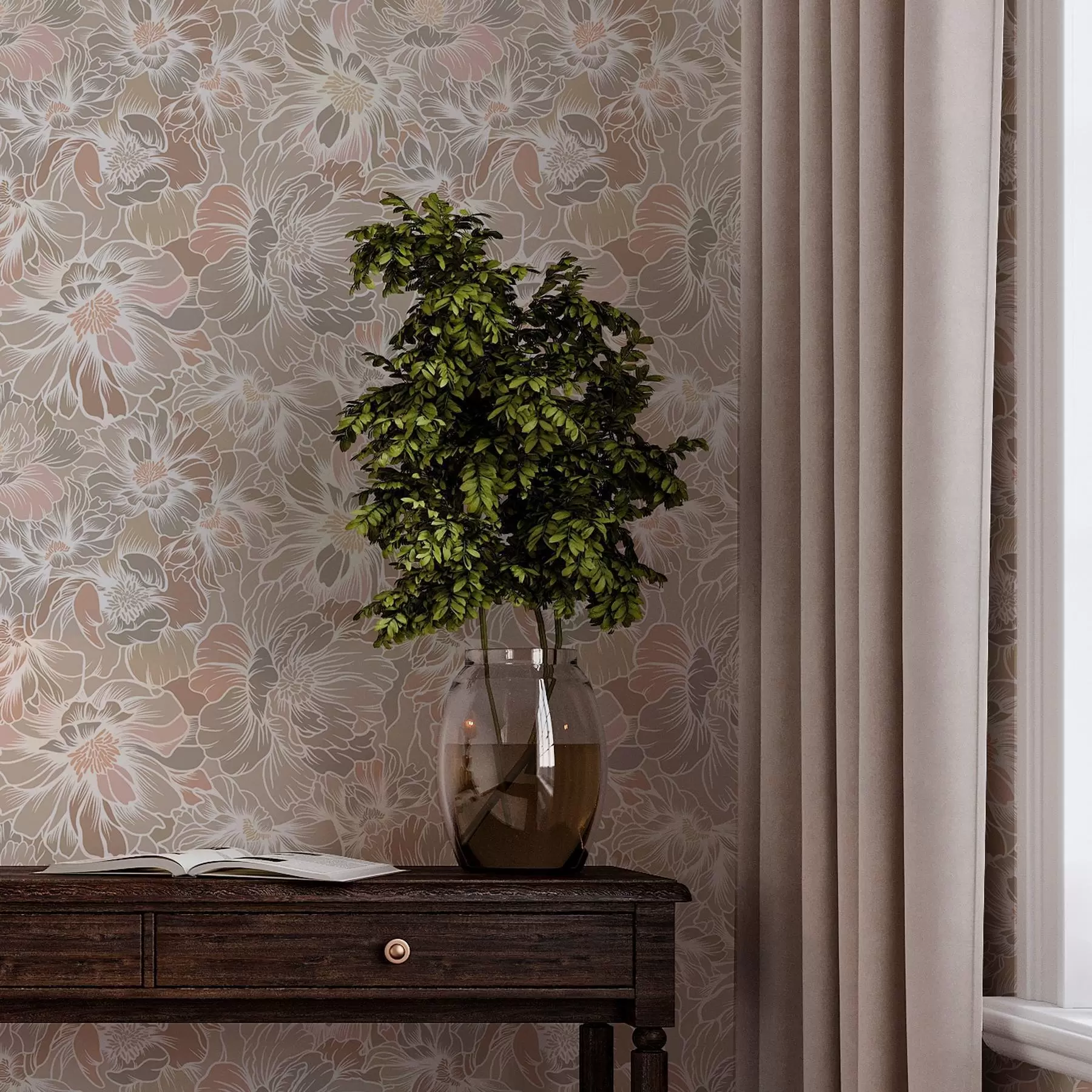 Fototapet Velké květy s barevnými okvětními lístky v pastelových odstínech a00020