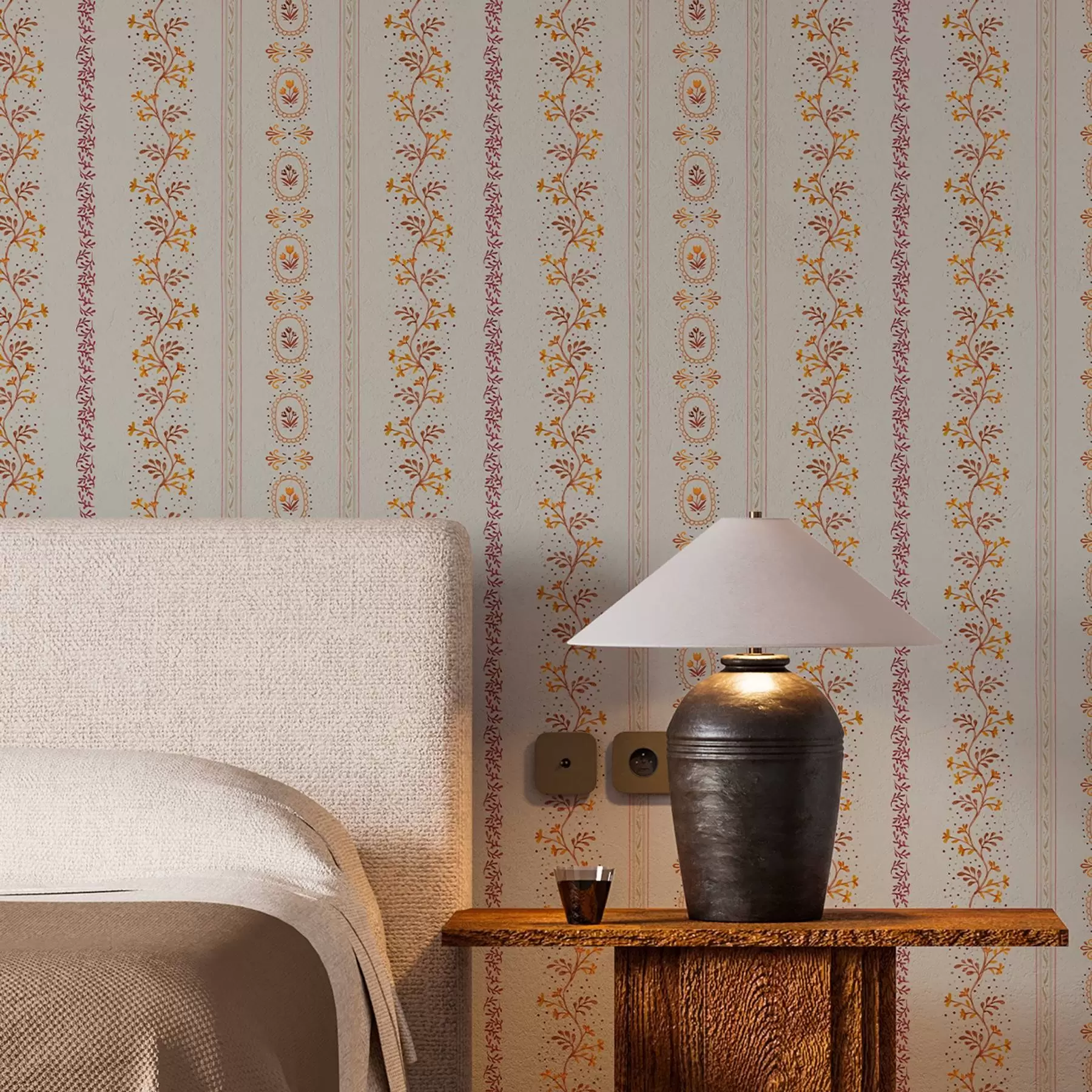 Fototapet Jemný geometrický ornament s květinami a rostlinami a00031