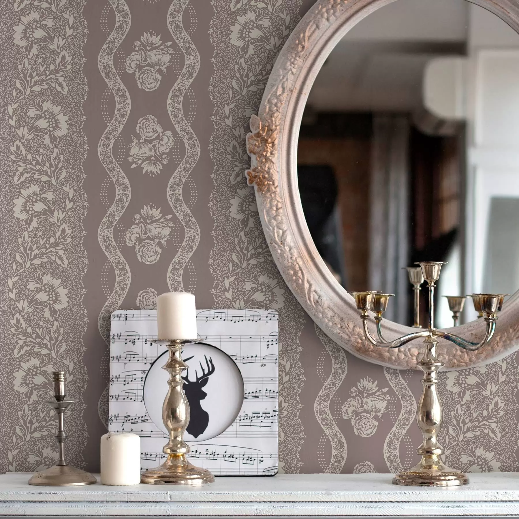 Fototapet Jemný geometrický ornament s květinami a zakřivenými liniemi a00033