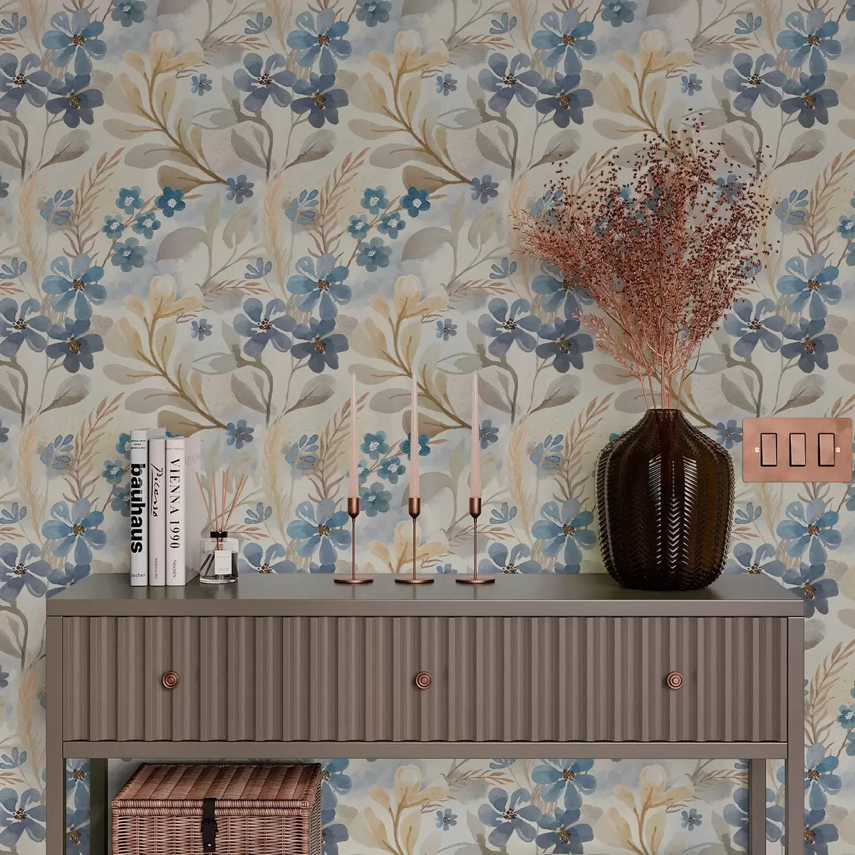 Tapety Jemné květy a listy ve stylu akvarelu a00042