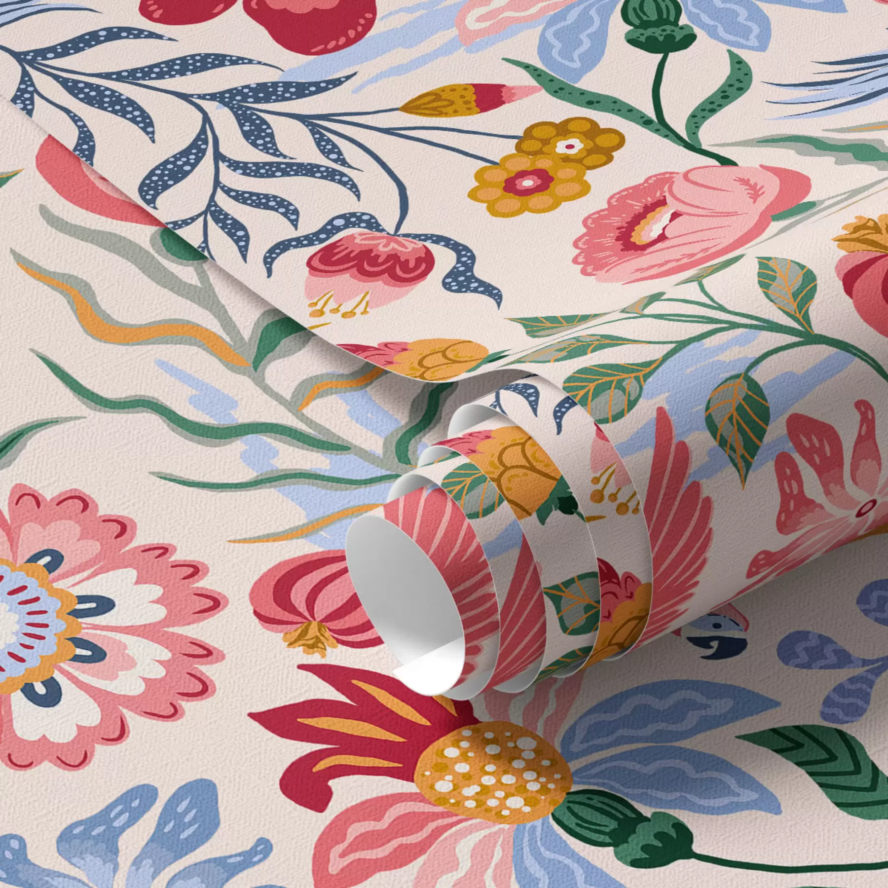 Fototapet Jasná kompozice květin a bobulí s papoušky a00046