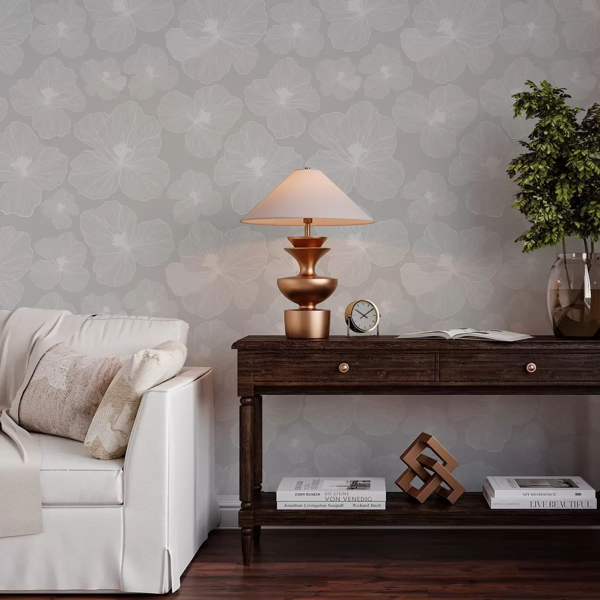 Tapety Velké květiny na šedém pozadí a00068