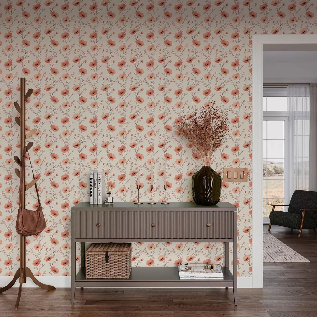 Tapety Růžové máky na stoncích a00083