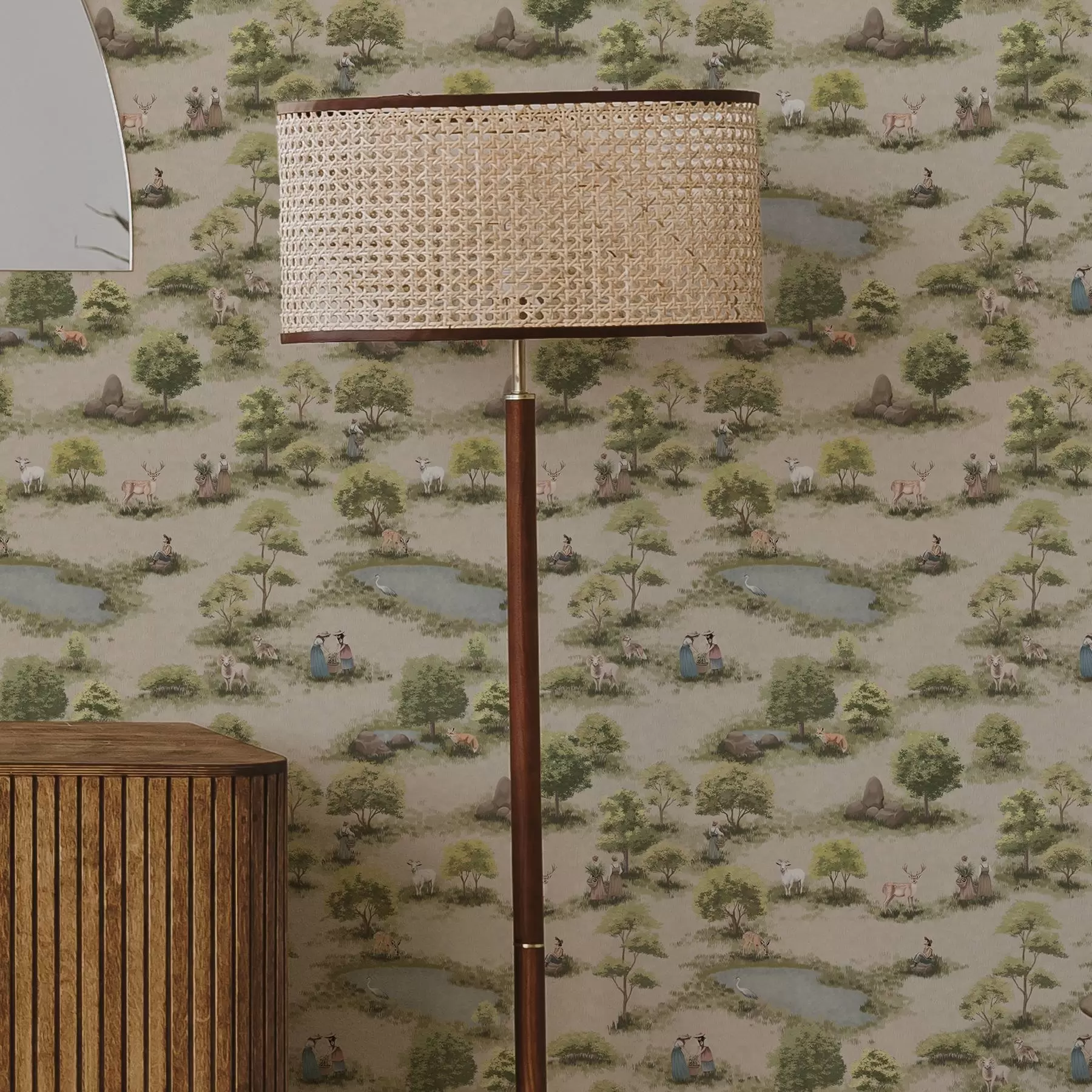 Fototapet Lidé a zvířata u jezera a00085