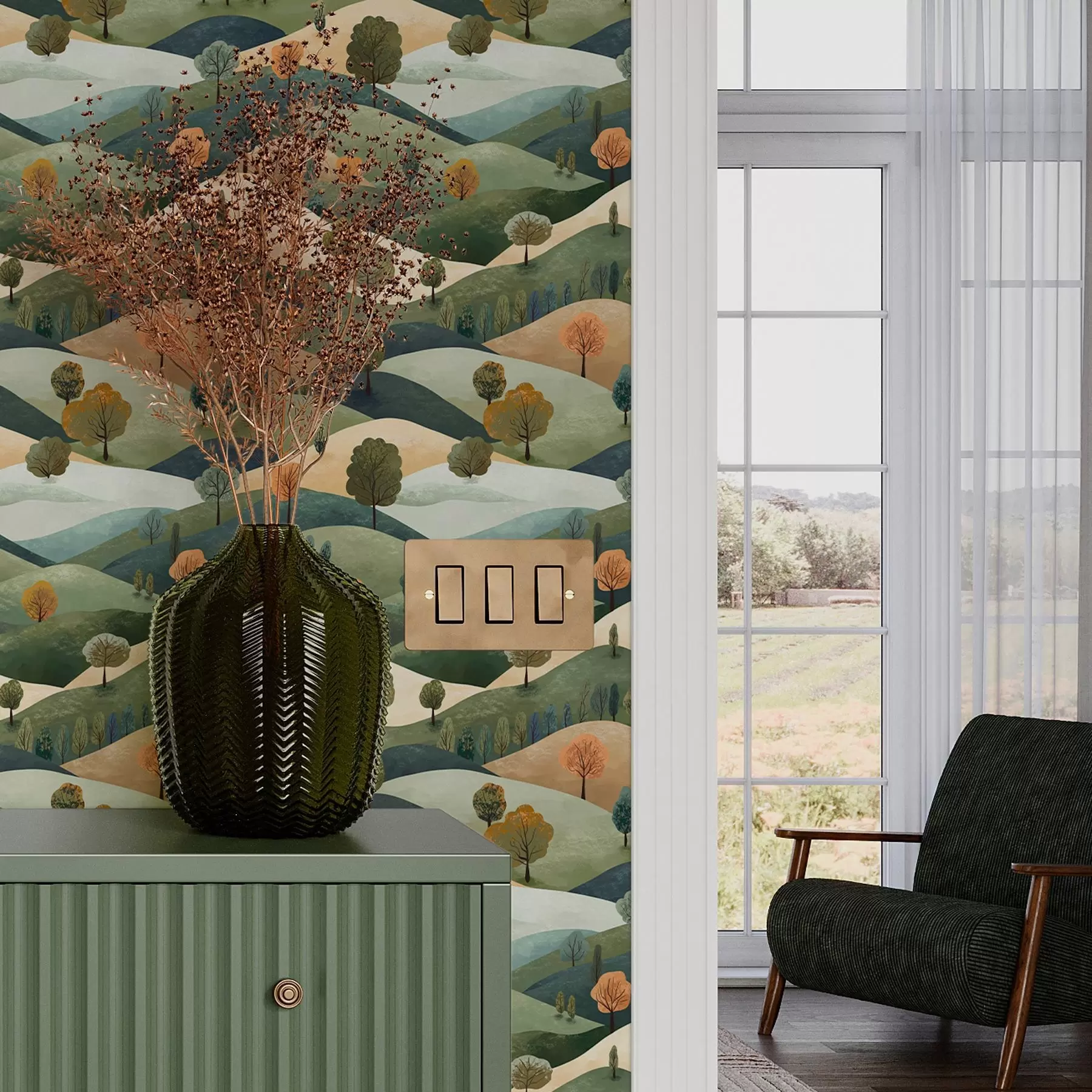 Fototapet Zábavné kopce se stromy a00091