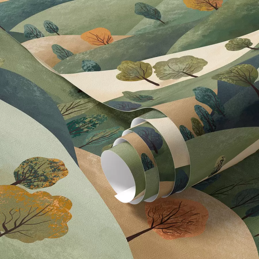 Fototapet Zábavné kopce se stromy a00091