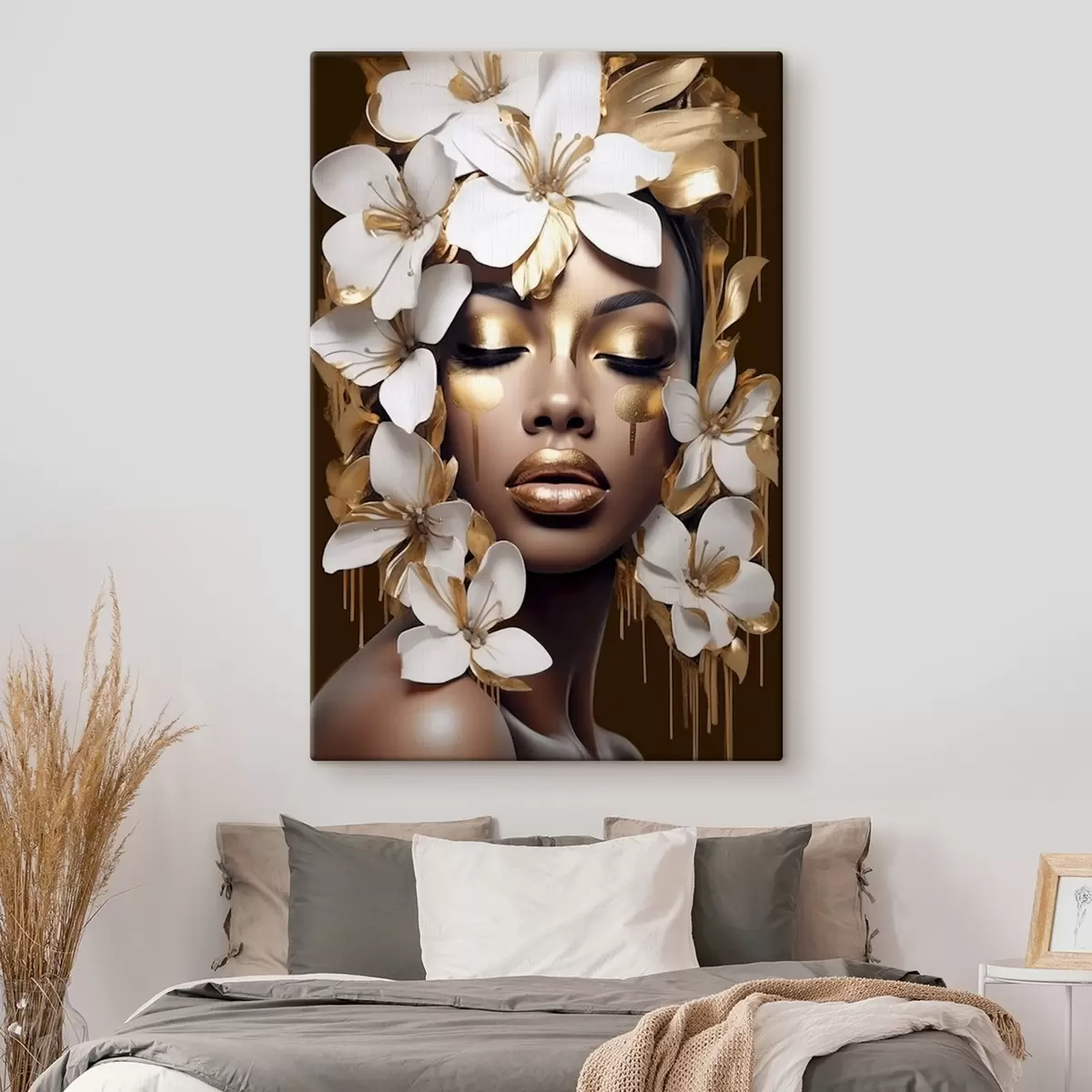 Obraz Ženský portrét s květinovými prvky Č. s43417