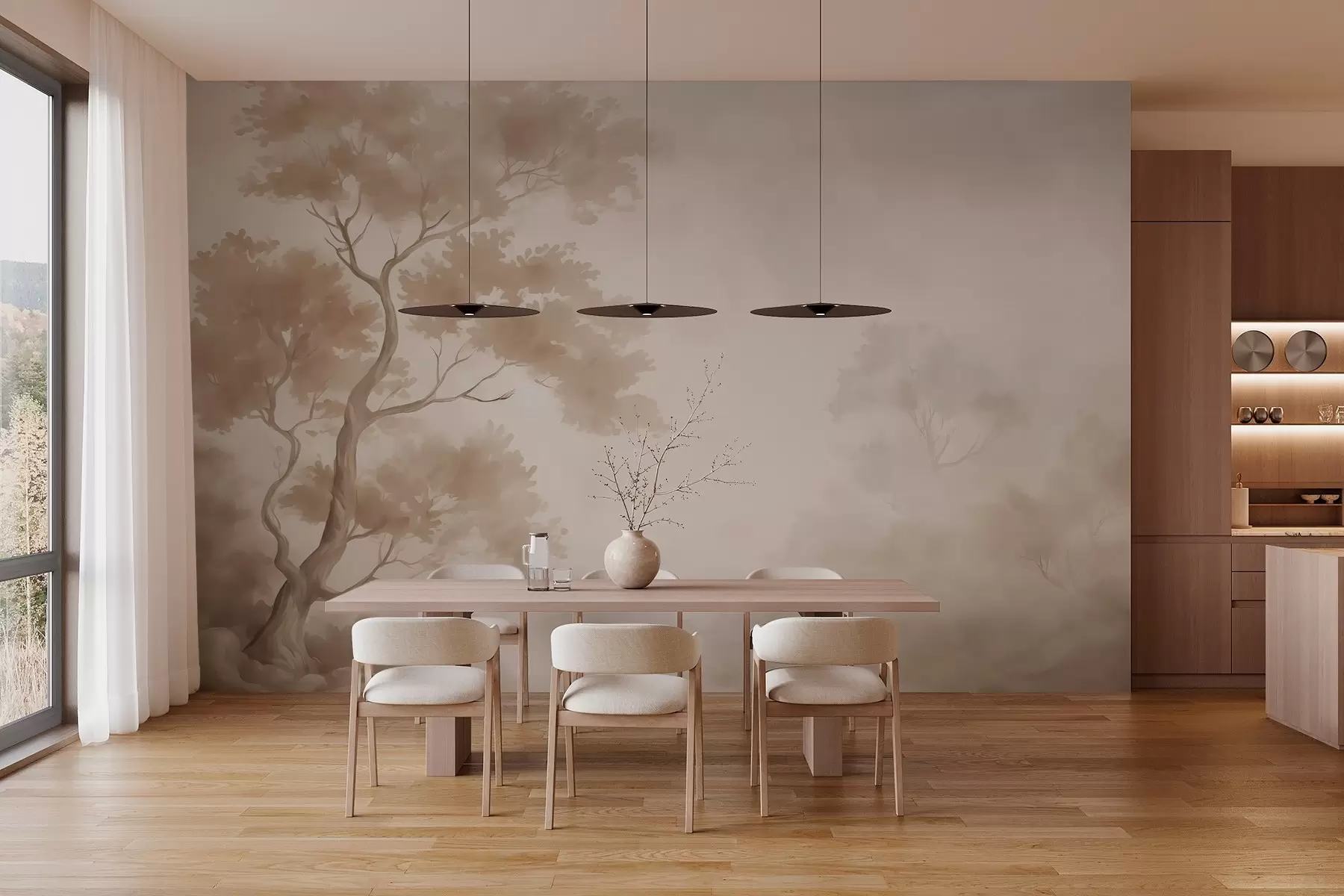 Fototapet Strom imitující rozmazaný akvarel w03471