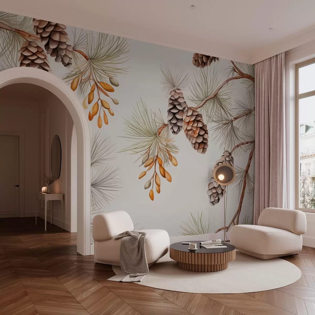 Fototapet Akvarel imitující borovicové šišky w03462