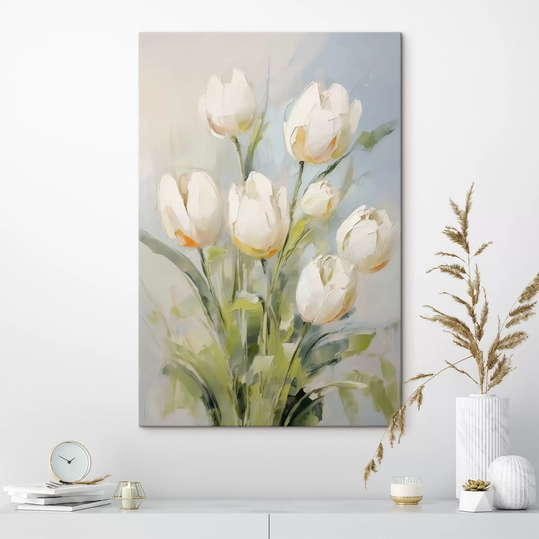 Obraz Malba imitující bílé tulipány Č. s43435