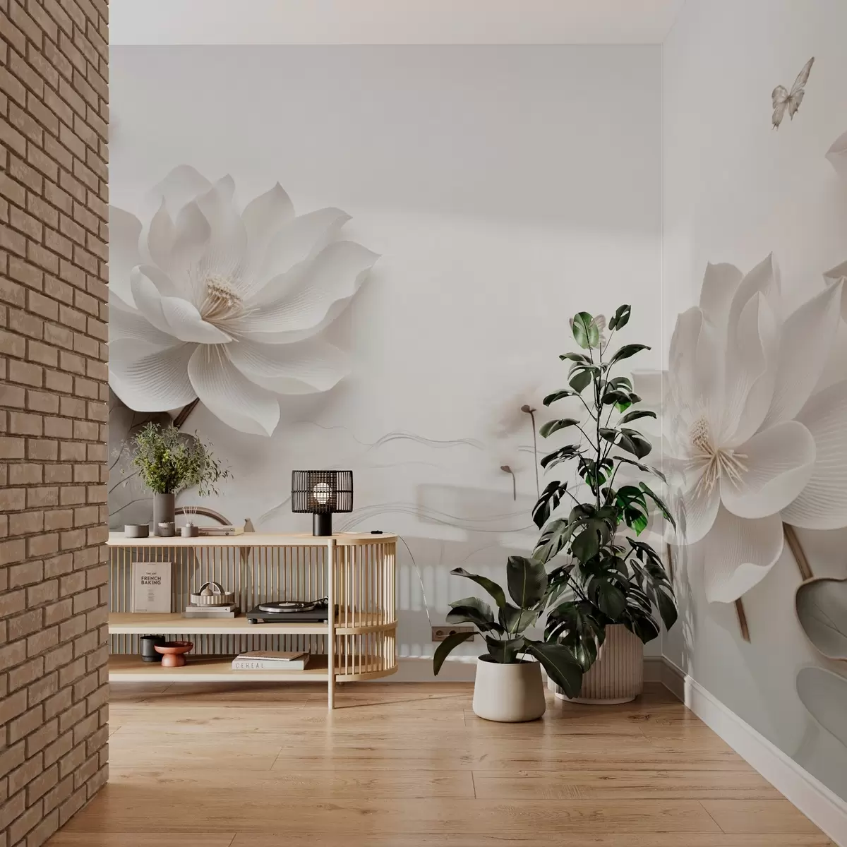 Fototapet Lotosové květy s motýly nad vodou w03523