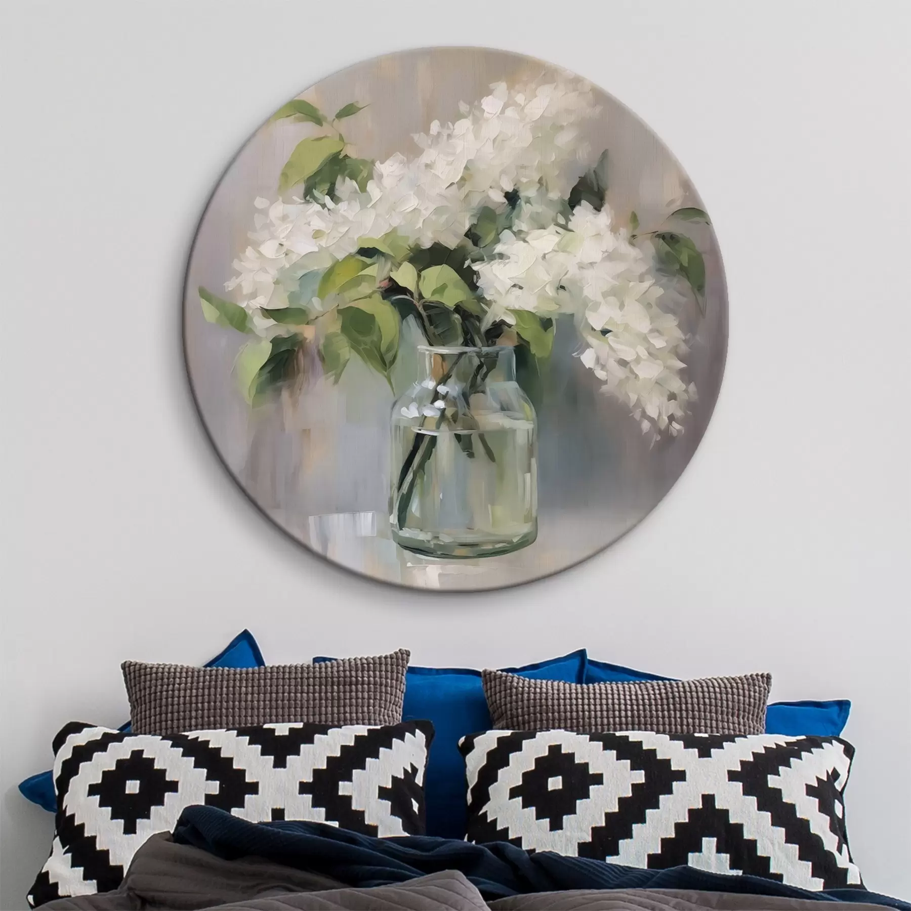 Obraz Bílý šeřík ve váze imitující malbu Č. r43439