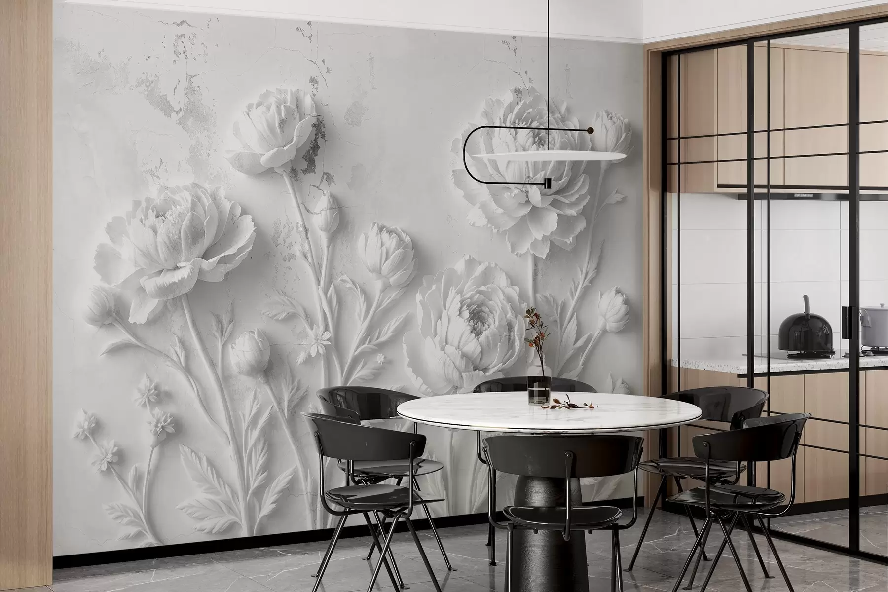 Fototapet Květiny na betonovém pozadí ve stylu grunge w03553v2