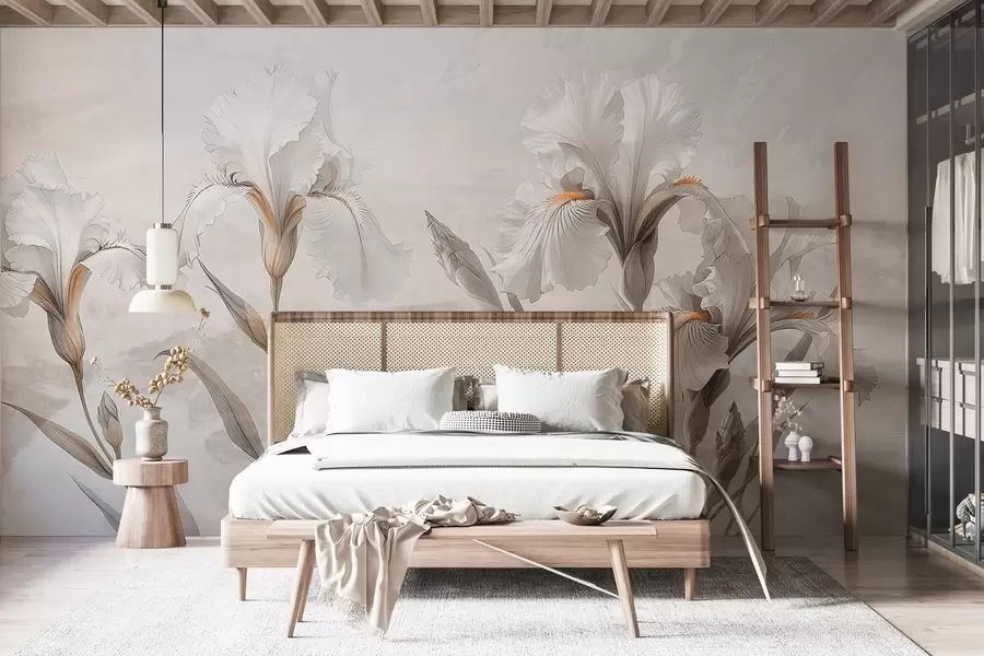 Fototapet Jemná kresba duhovek na zdi w03556v1