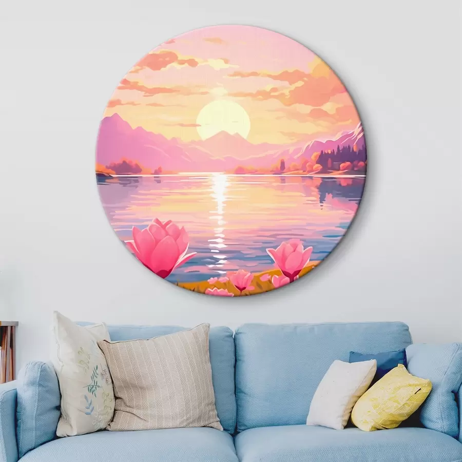 Obraz Krajina s rybníkem na pozadí hor Č. r43523