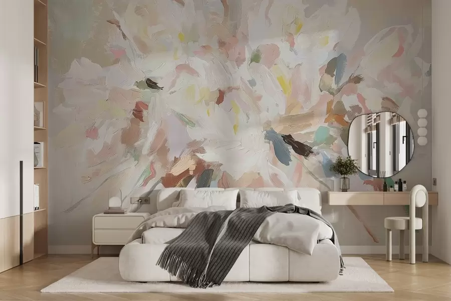 Fototapet Jemné abstraktní květiny ve stylu olejomalby w03579