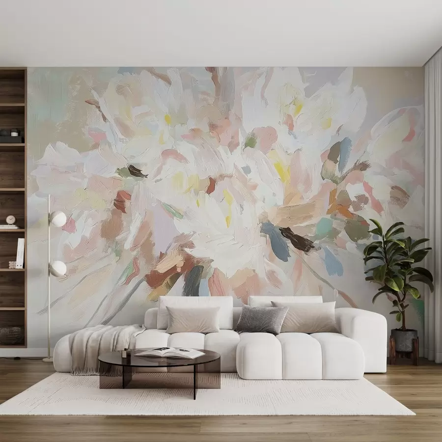Fototapet Jemné abstraktní květiny ve stylu olejomalby w03579